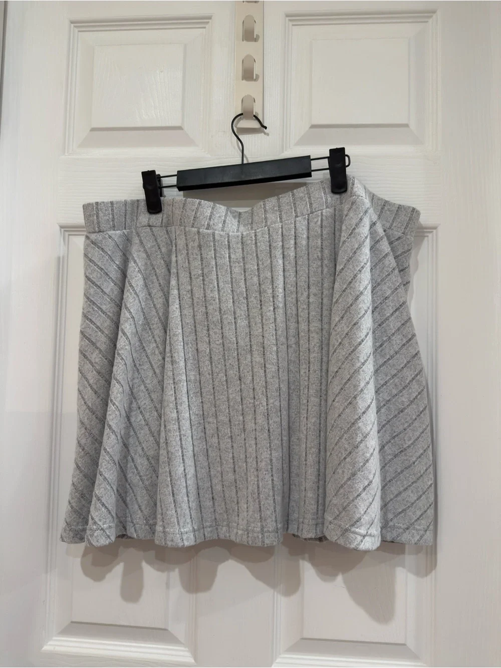 Grey Ribbed Knit Skort Skirt